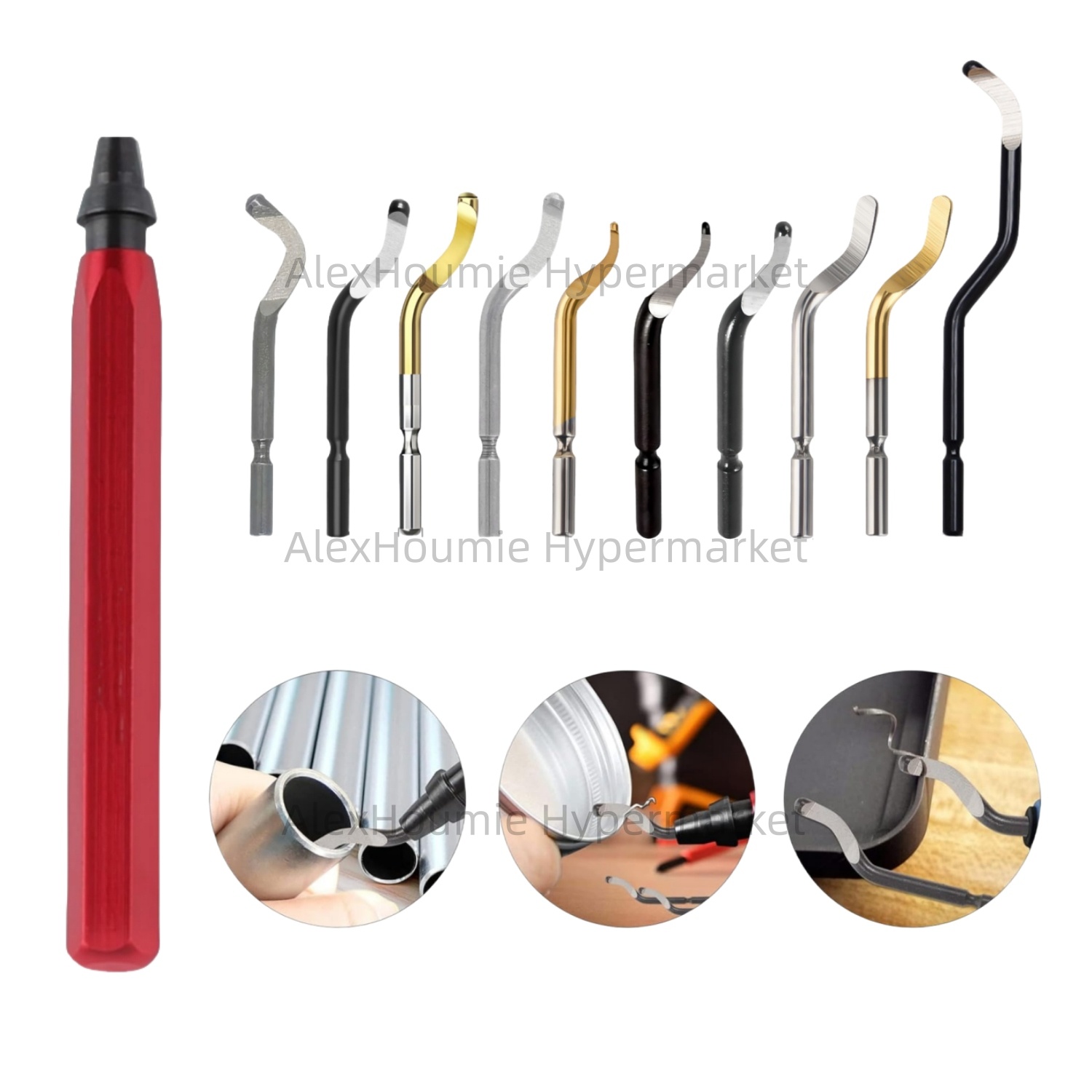 3D Printing Aluminium - เครื่องมือลบคมโลหะแบบมือถือ RB1000 สีแดง พร้อมใบมีดหมุนได้ 360 องศา