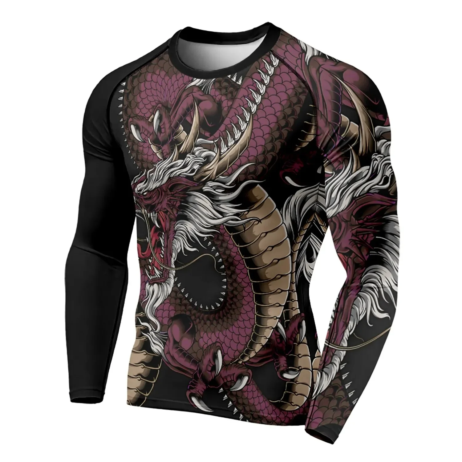3D Printing Dragon - เสื้อยืดแขนยาวสำหรับผู้ชาย ลายมังกรพิมพ์ 3 มิติ เหมาะสำหรับใส่ลำลอง เล่นกีฬา