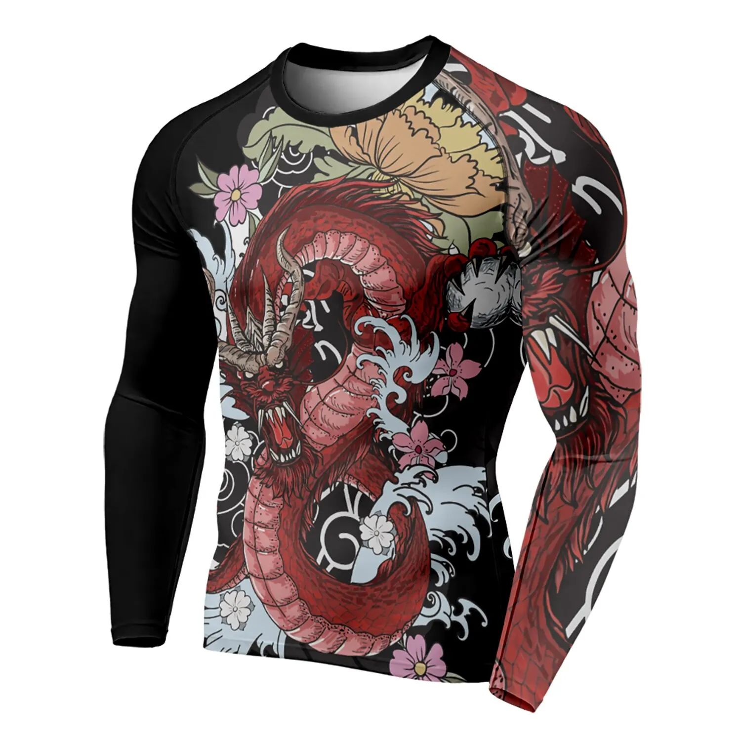 เสื้อยืดแขนยาวคอกลมสำหรับผู้ชา - 3D Printing Dragon บทวิจารณ์และราคา