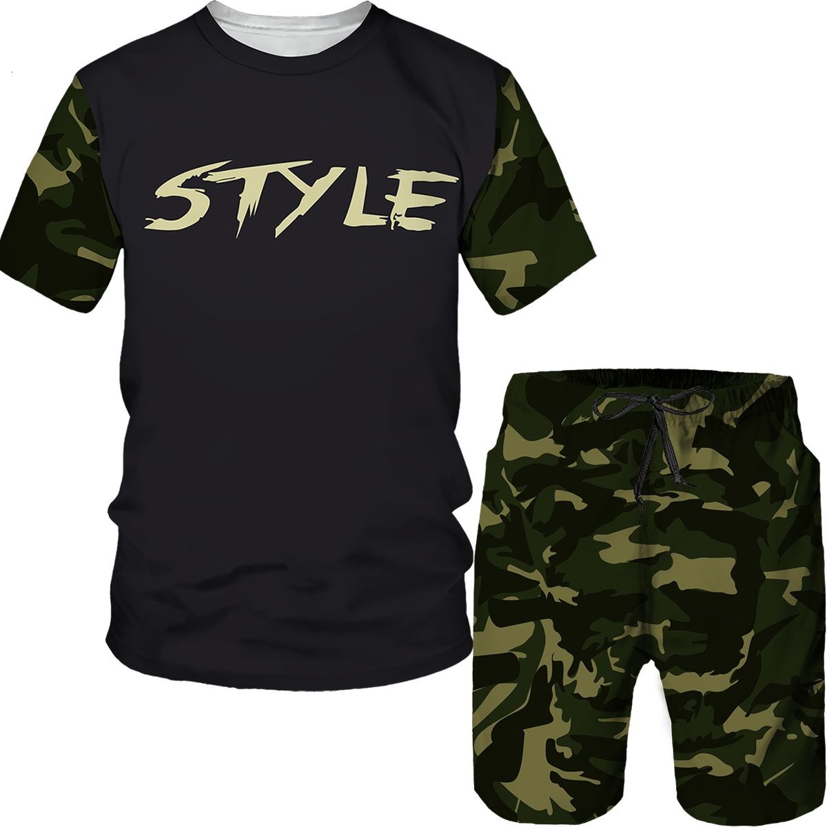 ชุดลายพรางผู้ชาย เสื้อยืดพิมพ์ - 3D Printing Kpop บทวิจารณ์และราคา