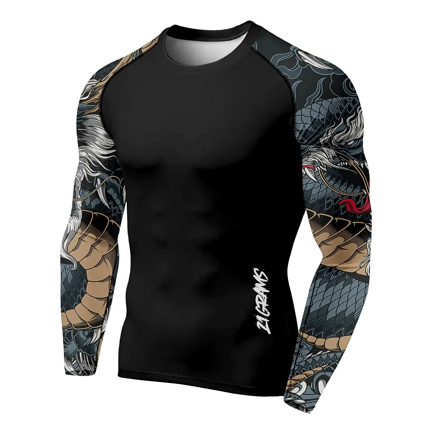 เสื้อยืดแขนยาวสำหรับผู้ชาย ลาย - 3D Printing Dragon บทวิจารณ์และราคา